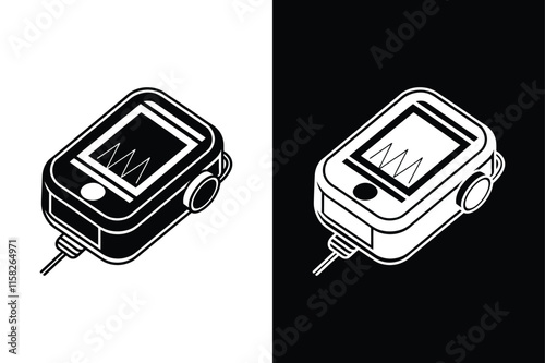 Pulse Oximeter Vector Icon. Modern Silhouette for Healthcare Use