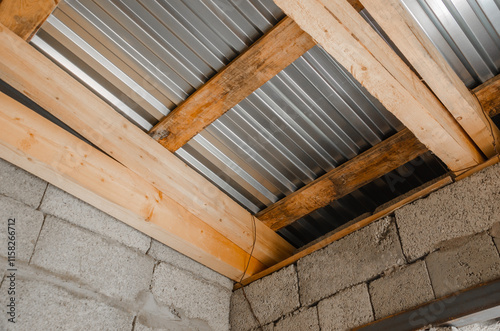 wooden beams, roof joists, rafter wooden structure