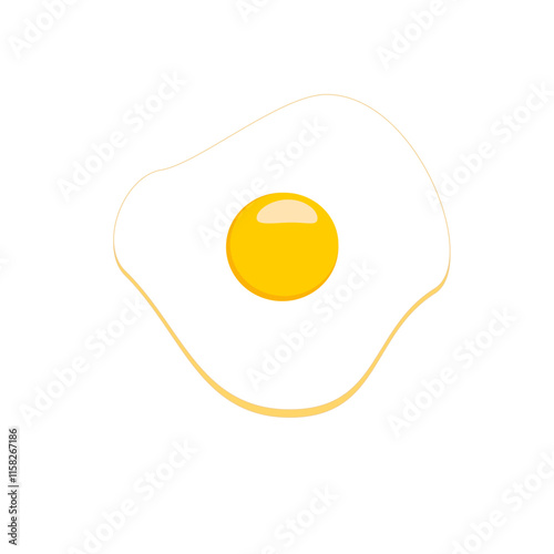 Yummy sunny side up illustration vector fried egg isolated on white background