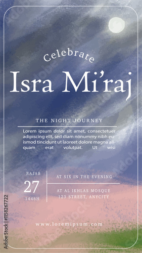 free template vector isra miraj night journey islamic celebration mockup flyer