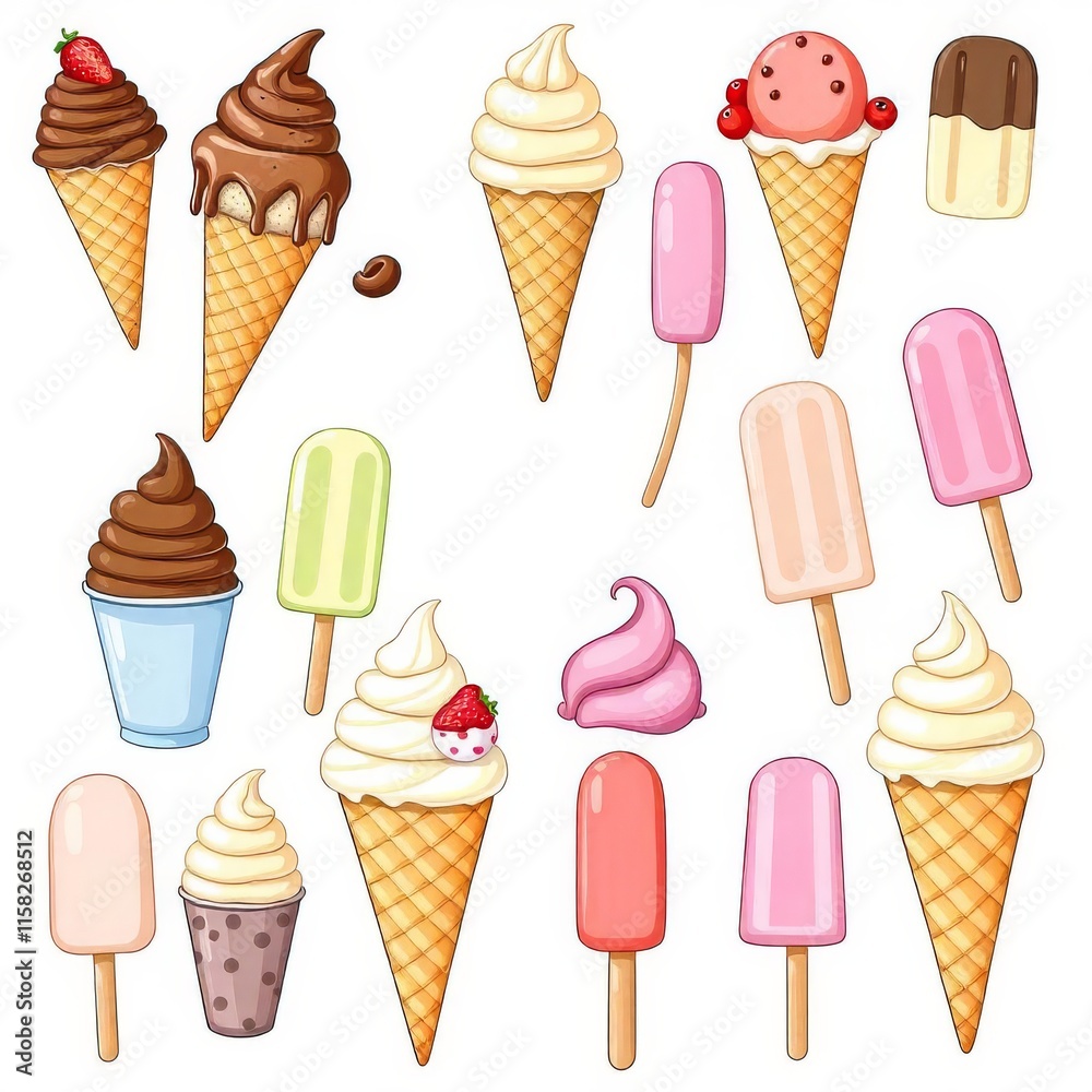 Delicious Ice Cream Cones Popsicles and Swirls Summer Treats Collection Delicious Ice Cream Cones Popsicles and Swirls Summer Treats Collection