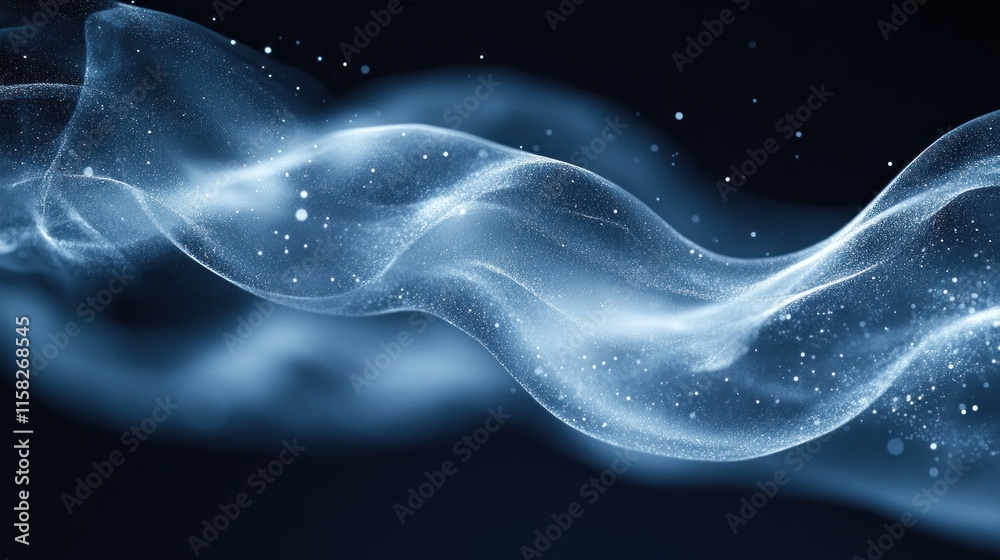 Ethereal waves of light and particles create a dreamy, abstract visual effect. Ethereal waves of light and particles create a dreamy, abstract visual effect.