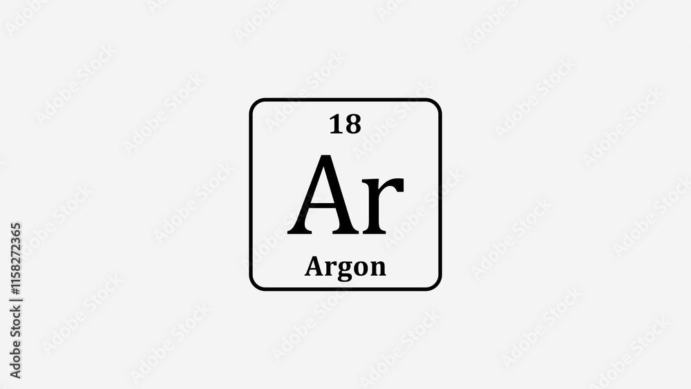 18 Number Argon molecule icon illustration on white background 4k. 18 Number Argon molecule icon illustration on white background 4k.