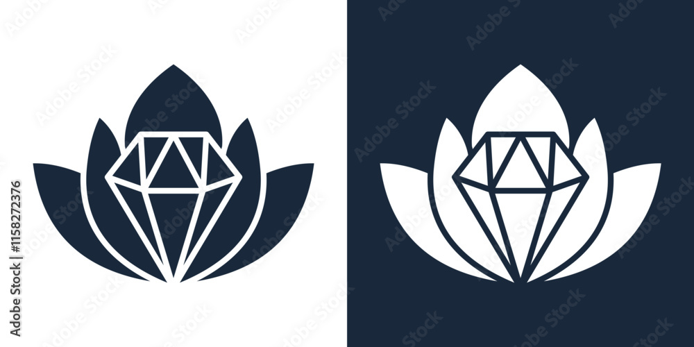 lotus flower, and diamonds , vector abstrack line art
