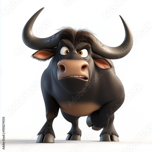 3D illustration Cartoon angry bull on isolated white background
