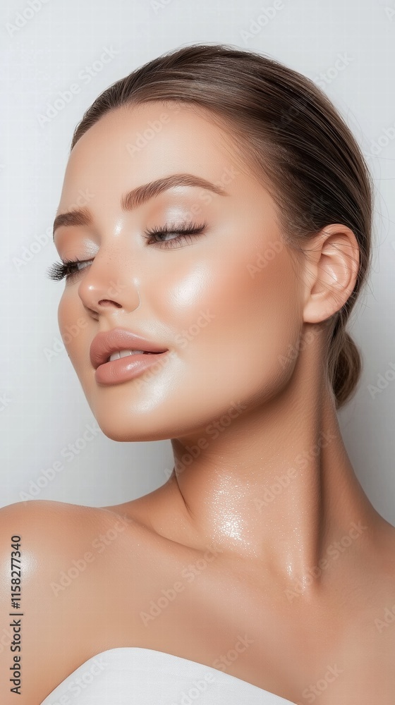 Obraz premium Radiant Woman with Natural Makeup and Hairstyles