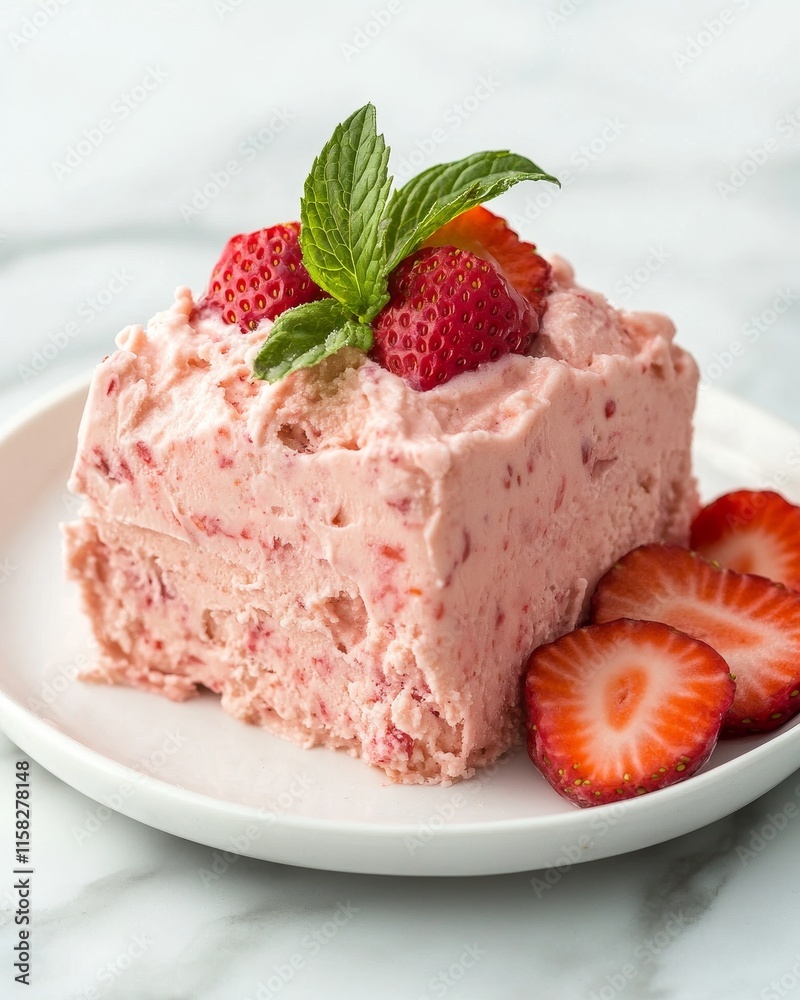 close-up of a creamy strawberry semifreddo close-up of a creamy strawberry semifreddo