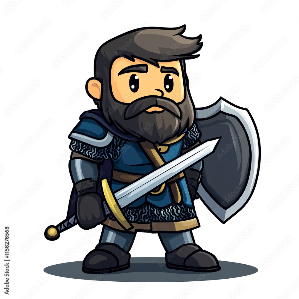 Obraz premium Brave Cartoon Knight, Defender of the Realm