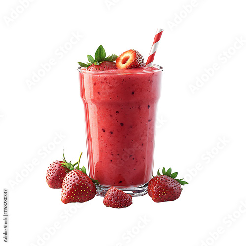 Refreshing Strawberry Smoothie Transparent Background.