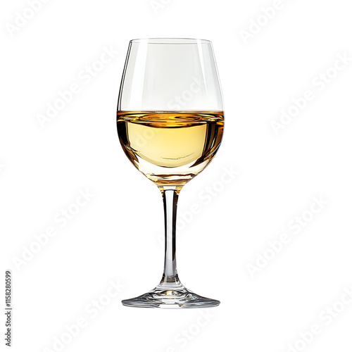 A glass of white wine on transparent background.