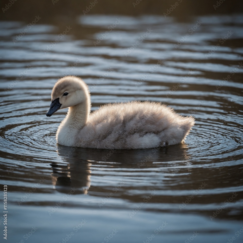 A baby swan (cygnet) floating on imaginary water. A baby swan (cygnet) floating on imaginary water.