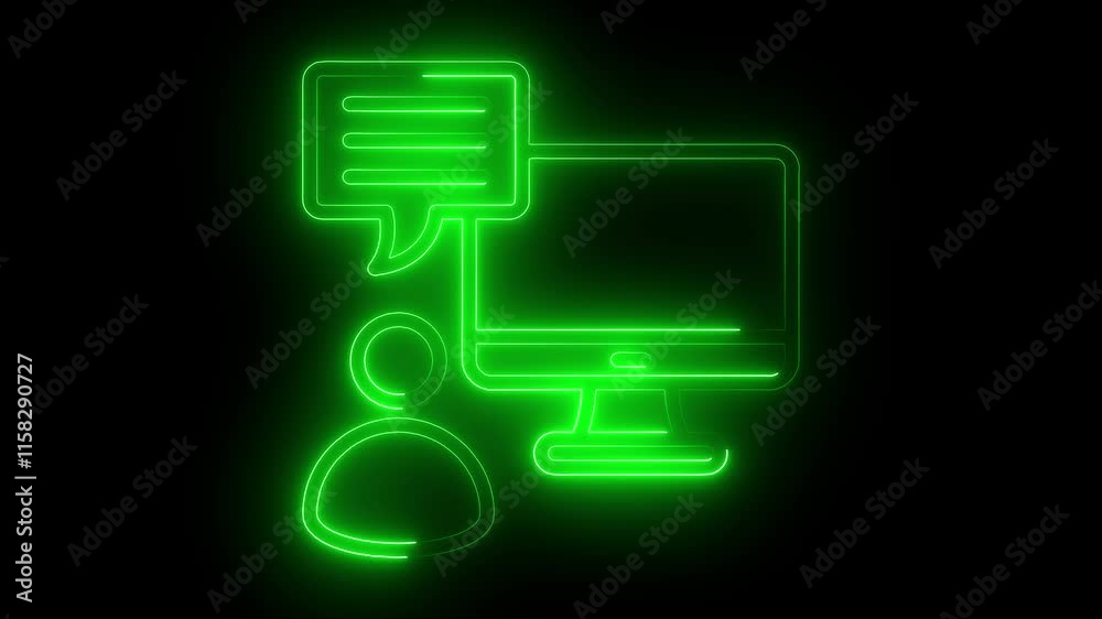 Consultant icon animation by green color neon on black background. Consultant icon animation by green color neon on black background.