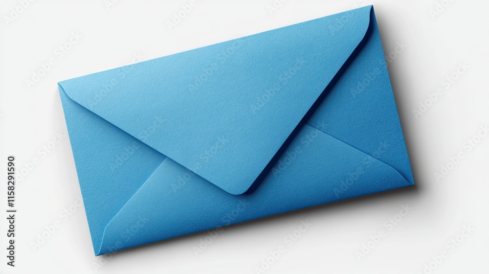 Blue envelope with a blank paper insert rendered in 3D on a transparent background. Blue envelope with a blank paper insert rendered in 3D on a transparent background.