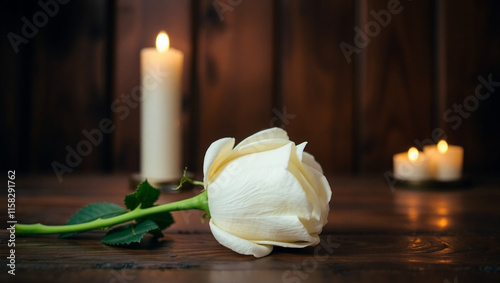 candle and roses