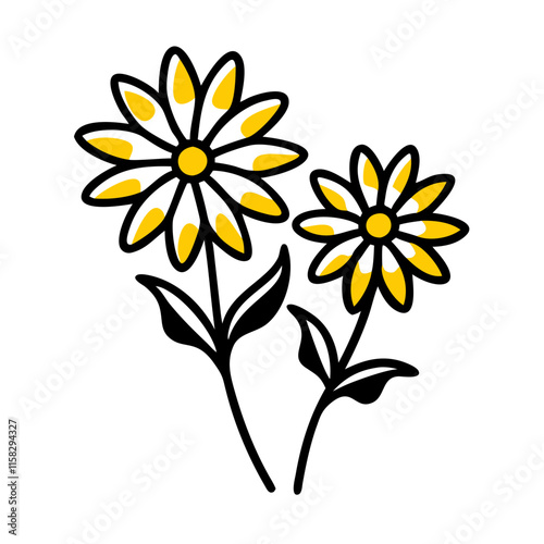 vector illustration of chrysanthemum flower nature plant cartoon design style