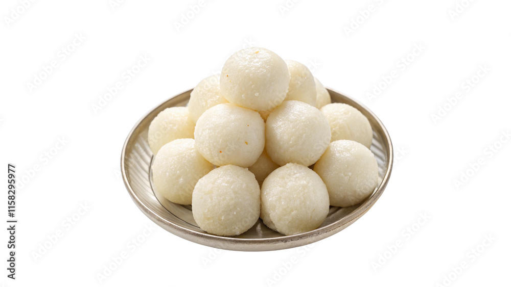 Rasgulla in plate isolated on transparent background Rasgulla in plate isolated on transparent background