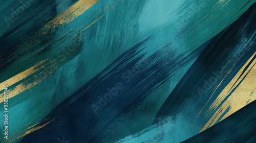 A highly detailed abstract background with textured brush strokes, smooth and bold streaks resembling oil paint, deep teal and oceanic green hues