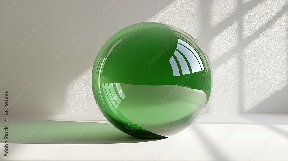 Green glass sphere beautifully rendered in 3D on a transparent background. Green glass sphere beautifully rendered in 3D on a transparent background.
