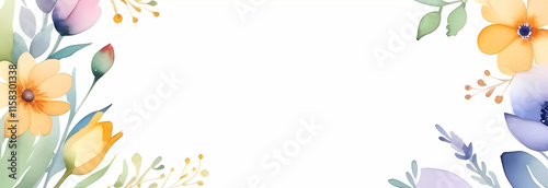 Web banner White spring background with frame. Generative AI