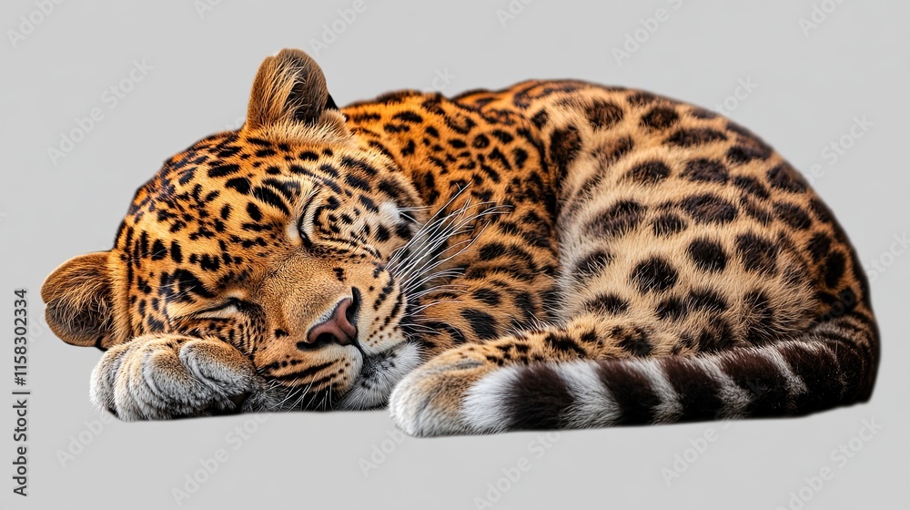 Leopard sleeping isolated and cut out on a transparent background. Leopard sleeping isolated and cut out on a transparent background.