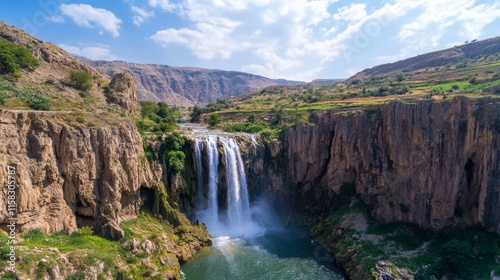 Stunning Waterfall in a Mountainous Landscape