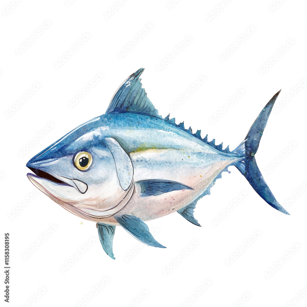 Fototapeta premium Detailed Illustration of an Albacore Tuna Depicting Vibrant Colors and Features in a Realistic Style