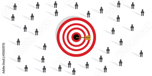 Retargeting remarketing crowd online advertising strategy of targeting visitor. Symbol of dart target customer vector illustration design background