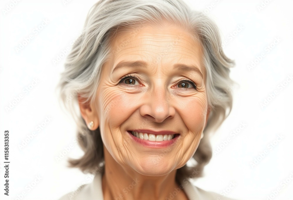 Warm and gentle portrait of a 65-year-old female with a calm expression Warm and gentle portrait of a 65-year-old female with a calm expression