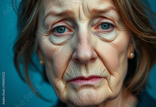 Portrait of a 65-year-old woman with a sense of disappointment photo