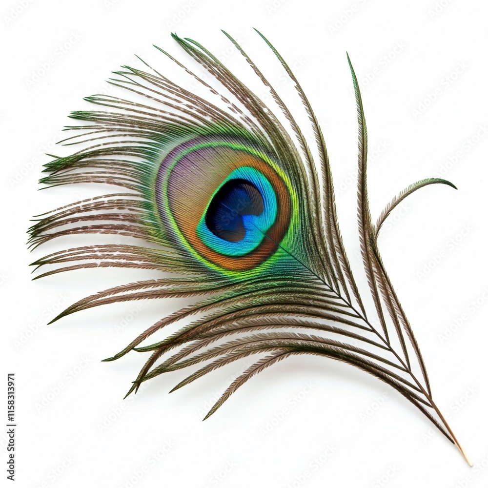 Fototapeta premium peacock feather isolated on white