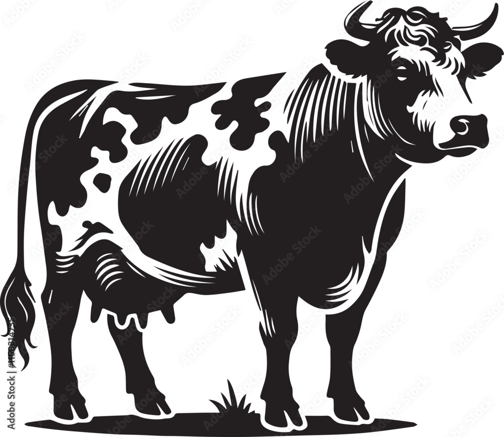 Fototapeta premium Black and white cow