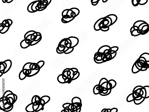黒色の落書き風のモヤモヤ・ぐちゃぐちゃ背景イラスト・scribble 