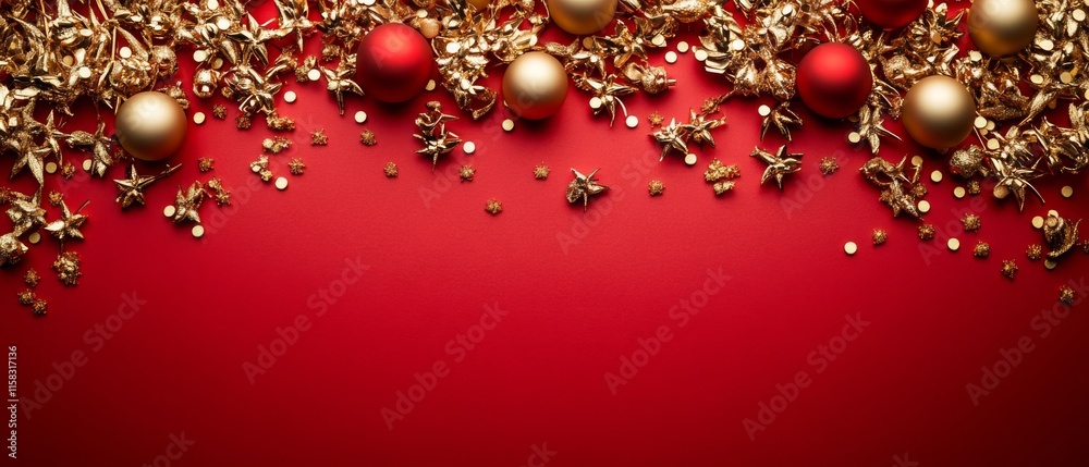 Chinese New Year Theme, A red background with gold and red ornaments Chinese New Year Theme, A red background with gold and red ornaments