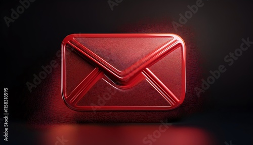 A vibrant red envelope icon glows against a dark background, symbolizing communication and digital messaging.