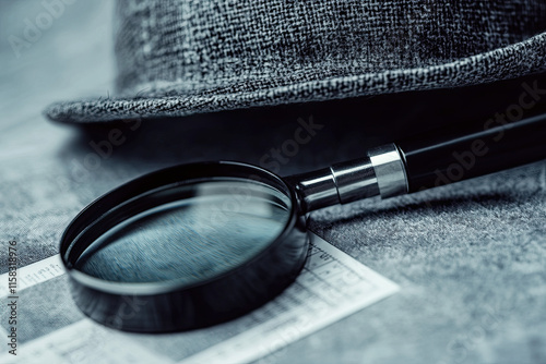 A protractor wearing a detective hat, investigating angles with a magnifying glass photo