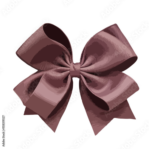 Dusky Mauve Bow isolated transparent background vector illustration for present