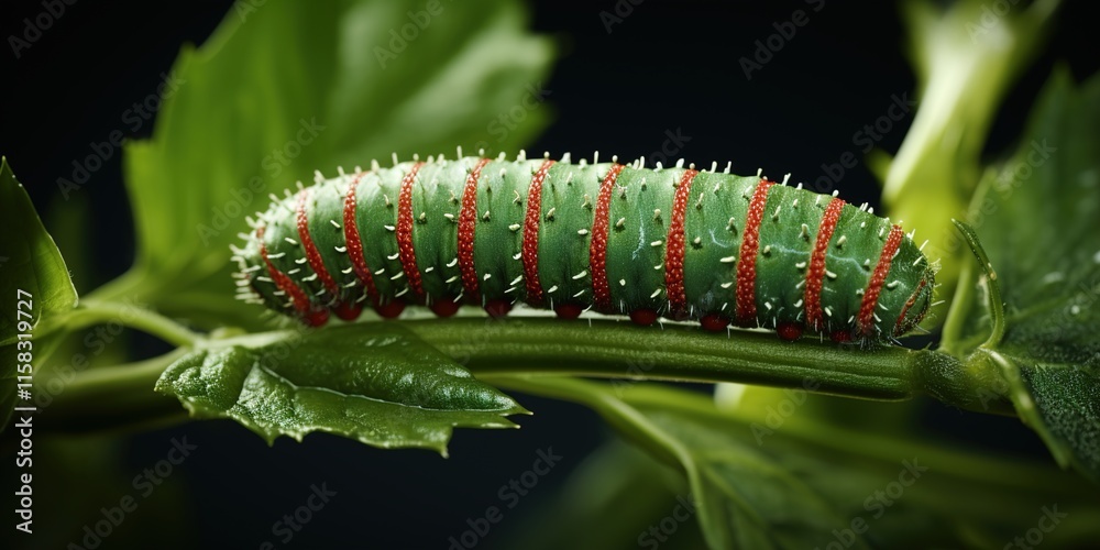Naklejka premium caterpillar on a leaf