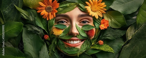 Smiling Female Face Made of...