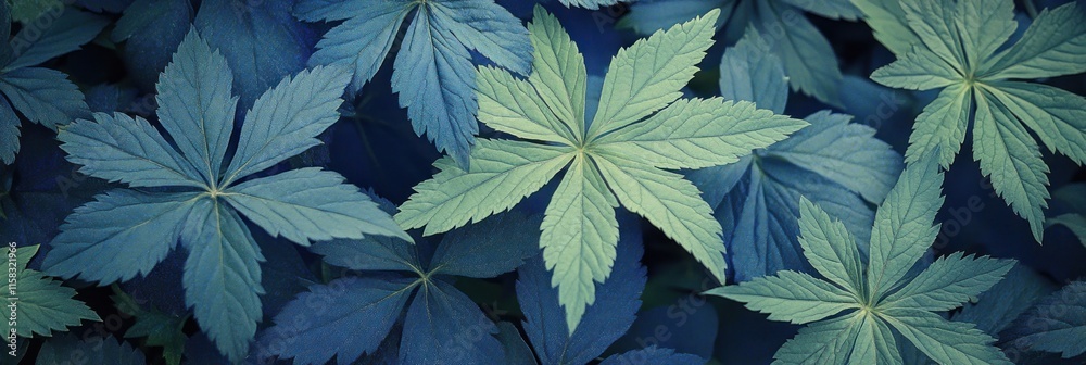Fototapeta premium Lush, blue-green foliage background.