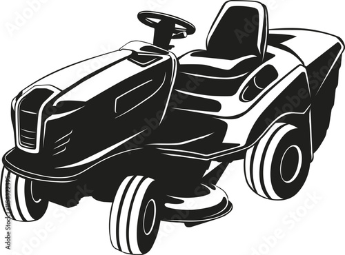 Lawnmower, Lawnmower Car, Grass cutter Car Vector Clipart Black and white