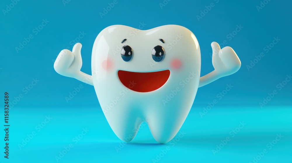 Happy Tooth Character Giving Thumbs Up 3D Render Illustration Digital Art Design Happy Tooth Character Giving Thumbs Up 3D Render Illustration Digital Art Design