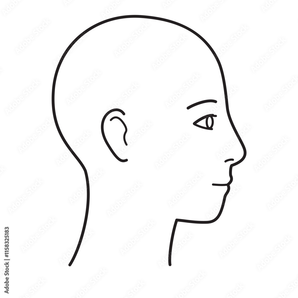 顔 横顔 右向き 白黒 顔 横顔 右向き 白黒
