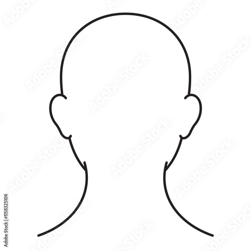 顔　後頭部　白黒