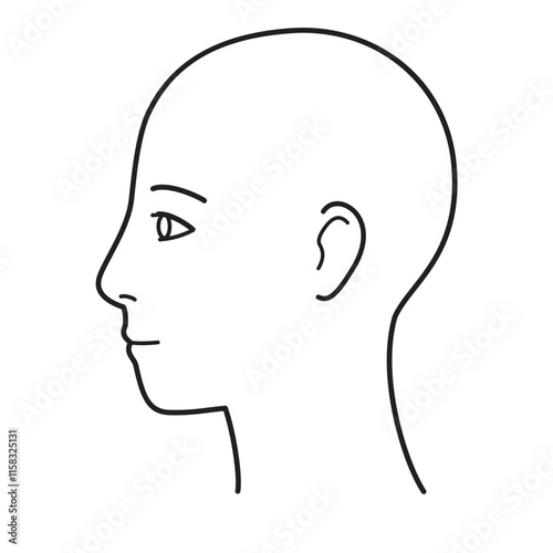 顔　横顔　左向き　白黒
