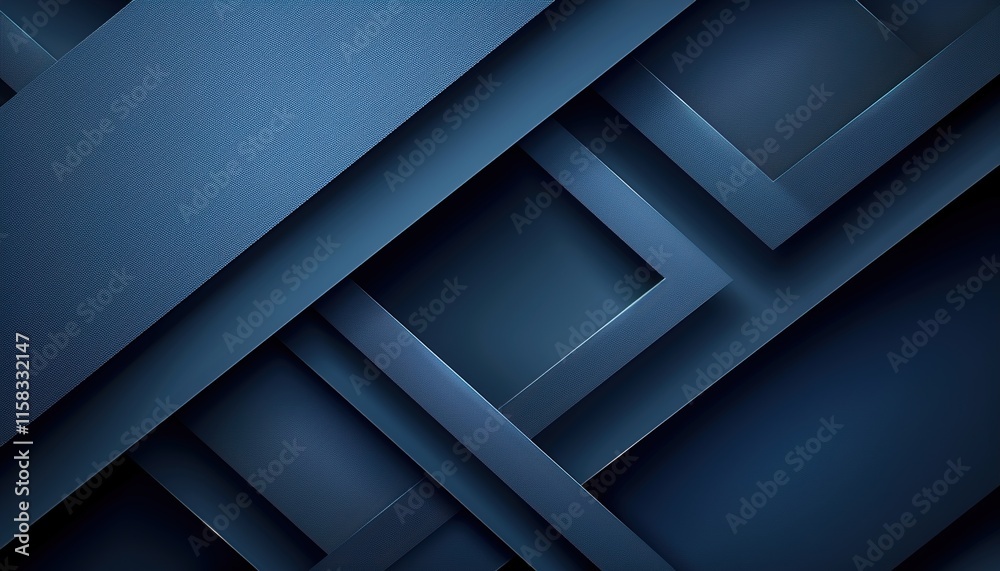 Dark blue abstract background with shiny geometric shapes and shadows. Dark blue abstract background with shiny geometric shapes and shadows.