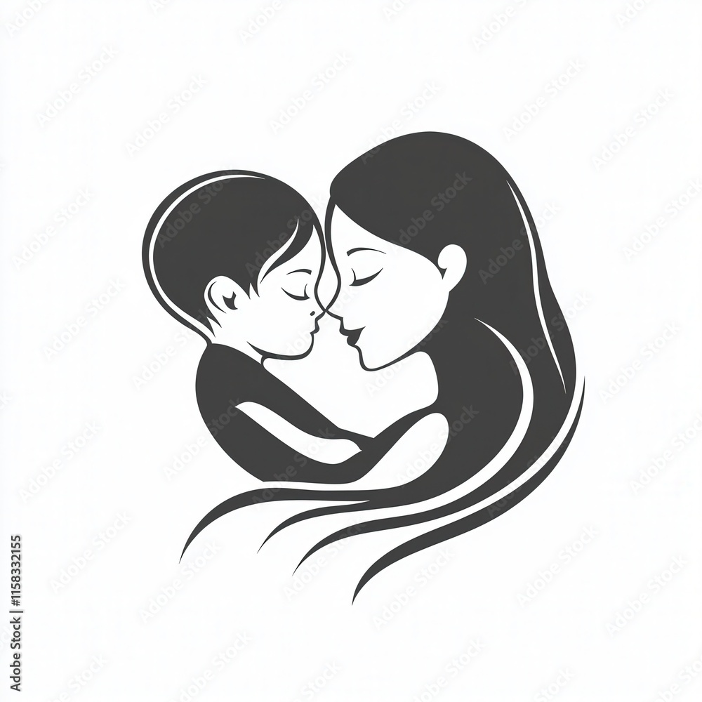Design of mom and baby icon logo illustration isolated on white background Design of mom and baby icon logo illustration isolated on white background