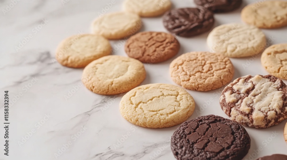Assorted Homemade Cookies on Marble Countertop Assorted Homemade Cookies on Marble Countertop