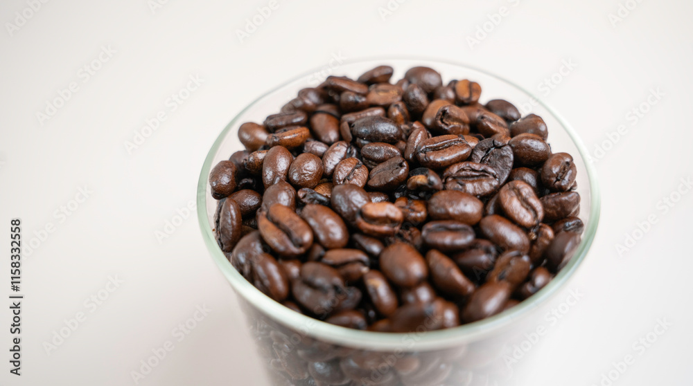 Closeup of Coffee Beans, Coffee Beans Isolated, Coffee Beans in a Glass Jar, Roasted Coffee Beans Closeup of Coffee Beans, Coffee Beans Isolated, Coffee Beans in a Glass Jar, Roasted Coffee Beans