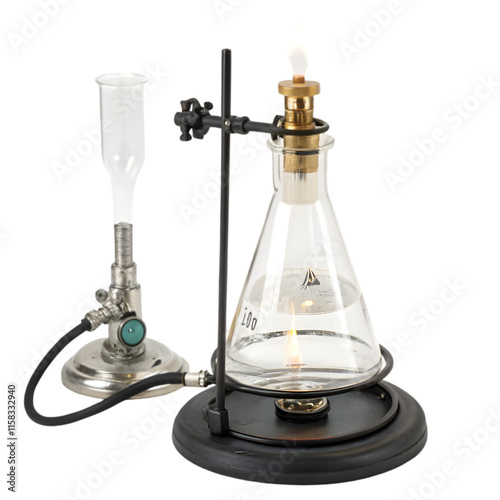 Antique oil lamp on white background