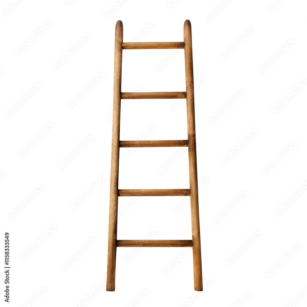 Wooden ladder isolated on transparent background, clipping path, pen tool Wooden ladder isolated on transparent background, clipping path, pen tool